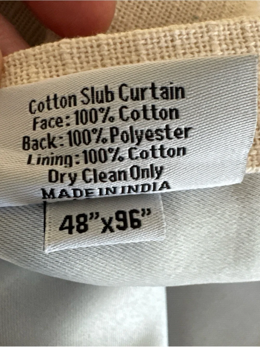 New Quince Cotton Slub Curtain Panel Natural 48 x 96” Room Darkening Lined Beige
